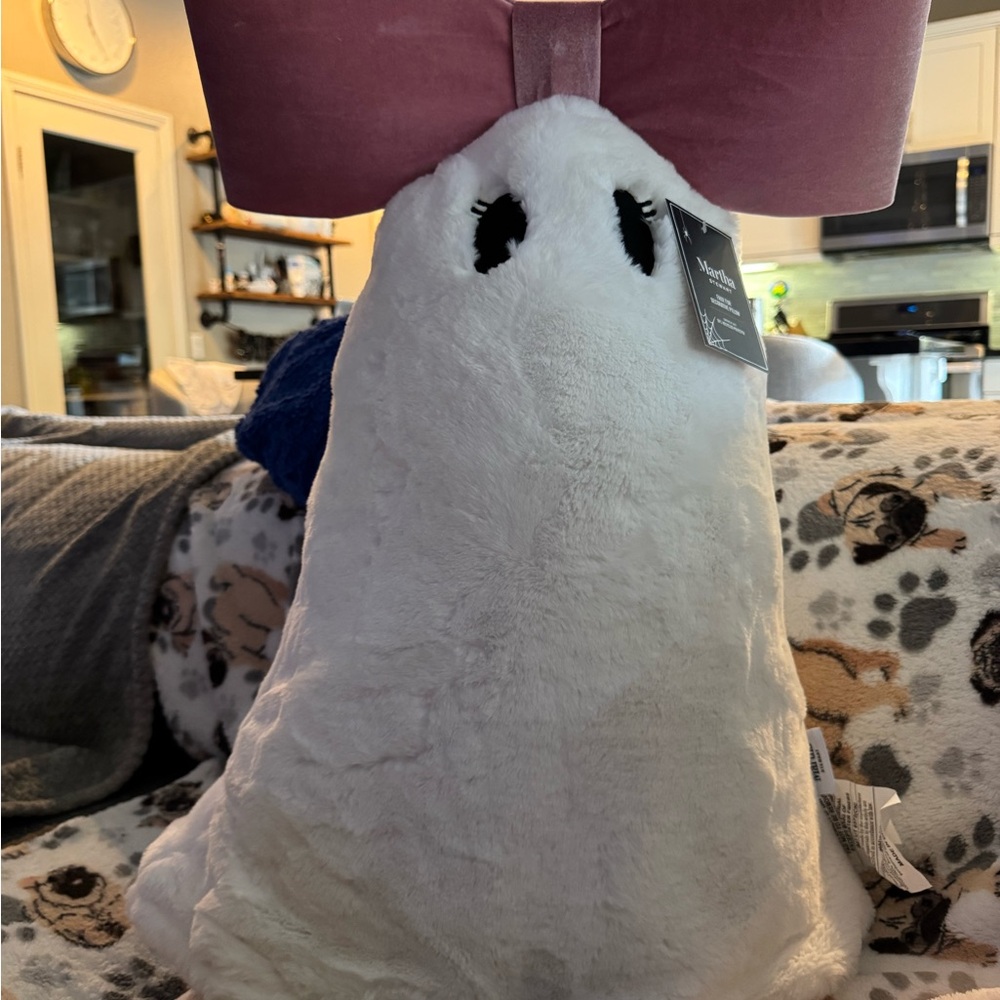 White Plush Ghost with Pink Bow